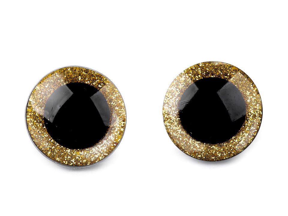 Bezpečnostní oči glitrové ZLATÉ 25 mm