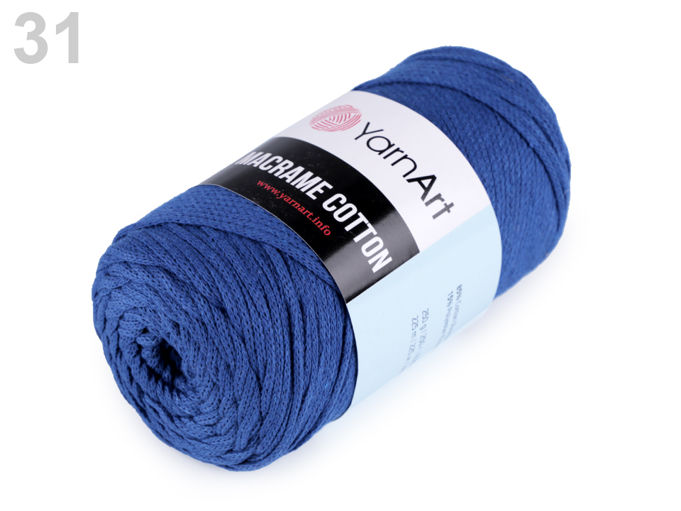 Macrame Cotton YarnArt 250 g modrá tmavá