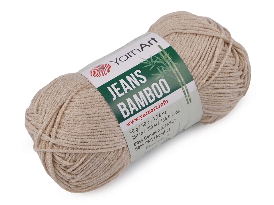 Pletací příze Jeans Bamboo béžová světlá 50 g