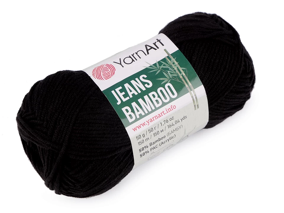 Pletací příze Jeans Bamboo černá 50 g