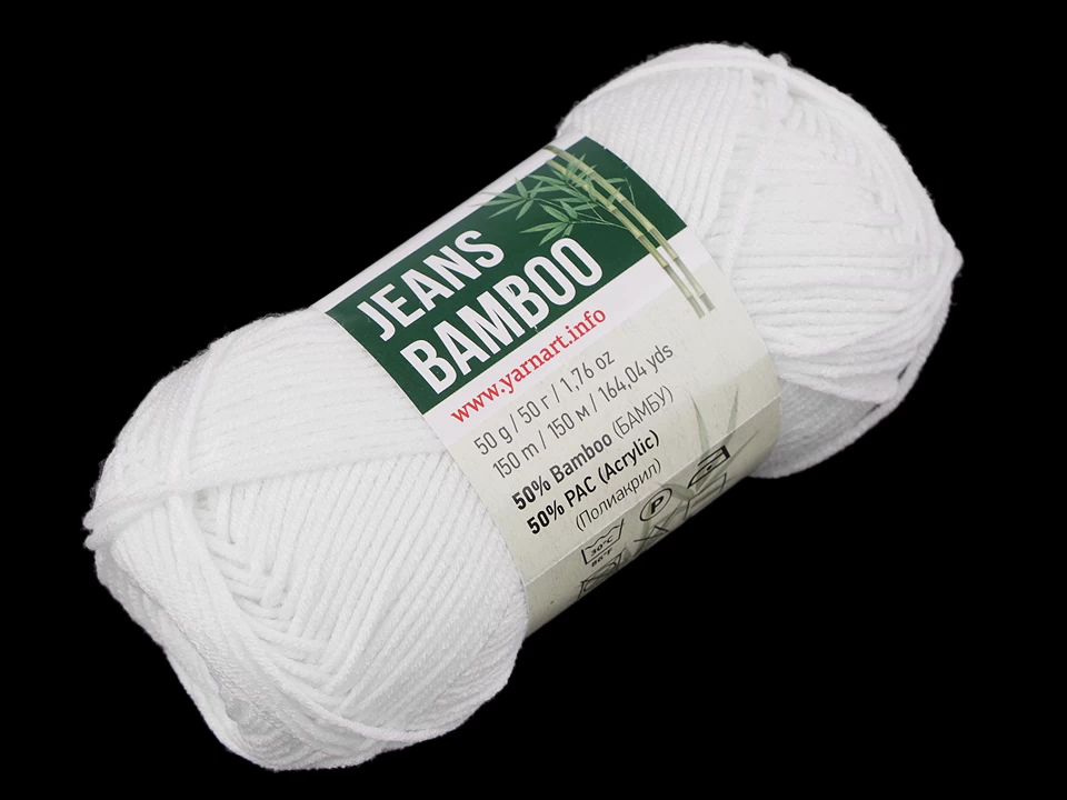Pletací příze Jeans Bamboo bílá 50 g