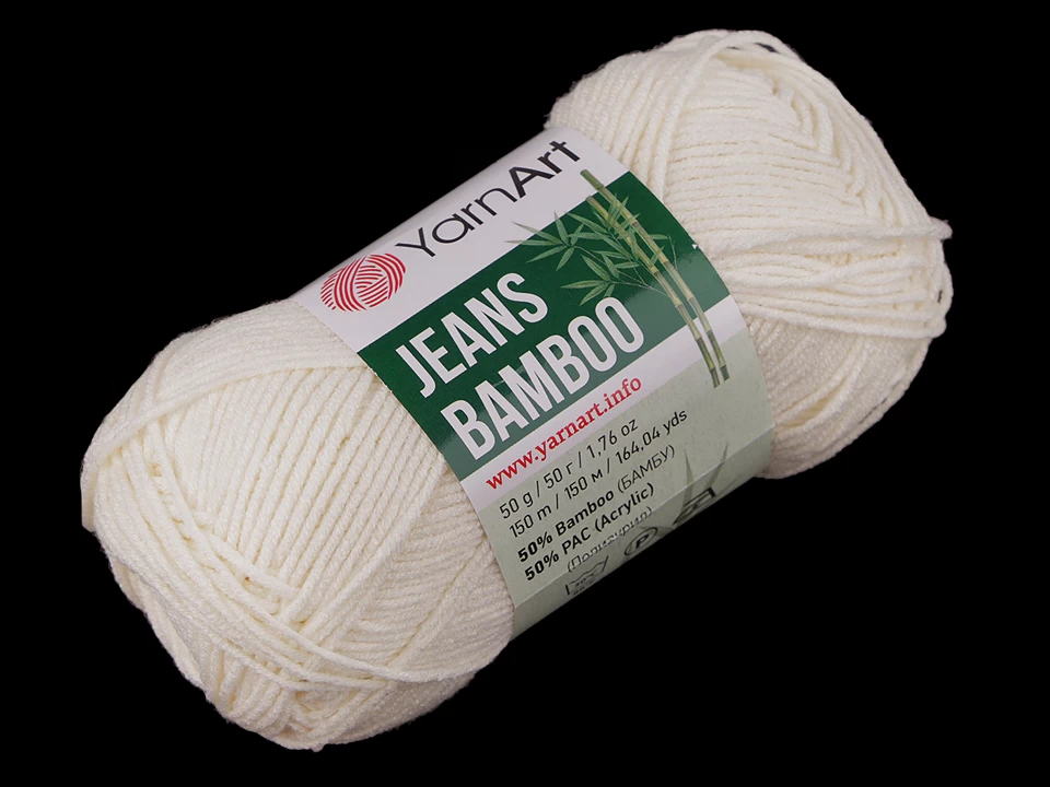 Pletací příze Jeans Bamboo krémová světlá 50 g