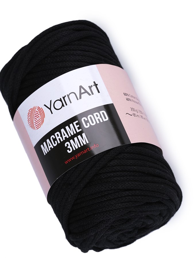 Příze Macrame Cord 3mm černá  250 g YarnArt