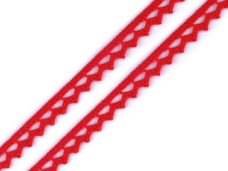 Bavlněná krajka paličkovaná 9 mm - červená