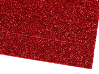 Pěnová guma Moosgummi s glitry 20x30 cm - červená