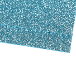 Pěnová guma Moosgummi s glitry 20x30 cm - modrá ledová