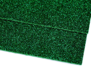 Pěnová guma Moosgummi s glitry 20x30 cm - zelená