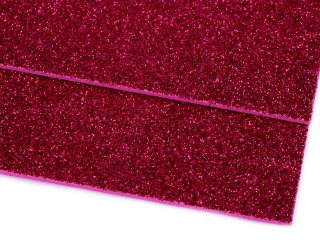 Pěnová guma Moosgummi s glitry 20x30 cm - růžová