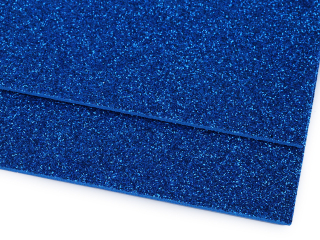 Pěnová guma Moosgummi s glitry 20x30 cm - modrá