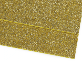Pěnová guma Moosgummi s glitry 20x30 cm - zlatá světlá