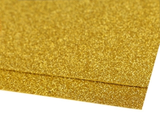 Pěnová guma Moosgummi s glitry 20x30 cm - zlatá